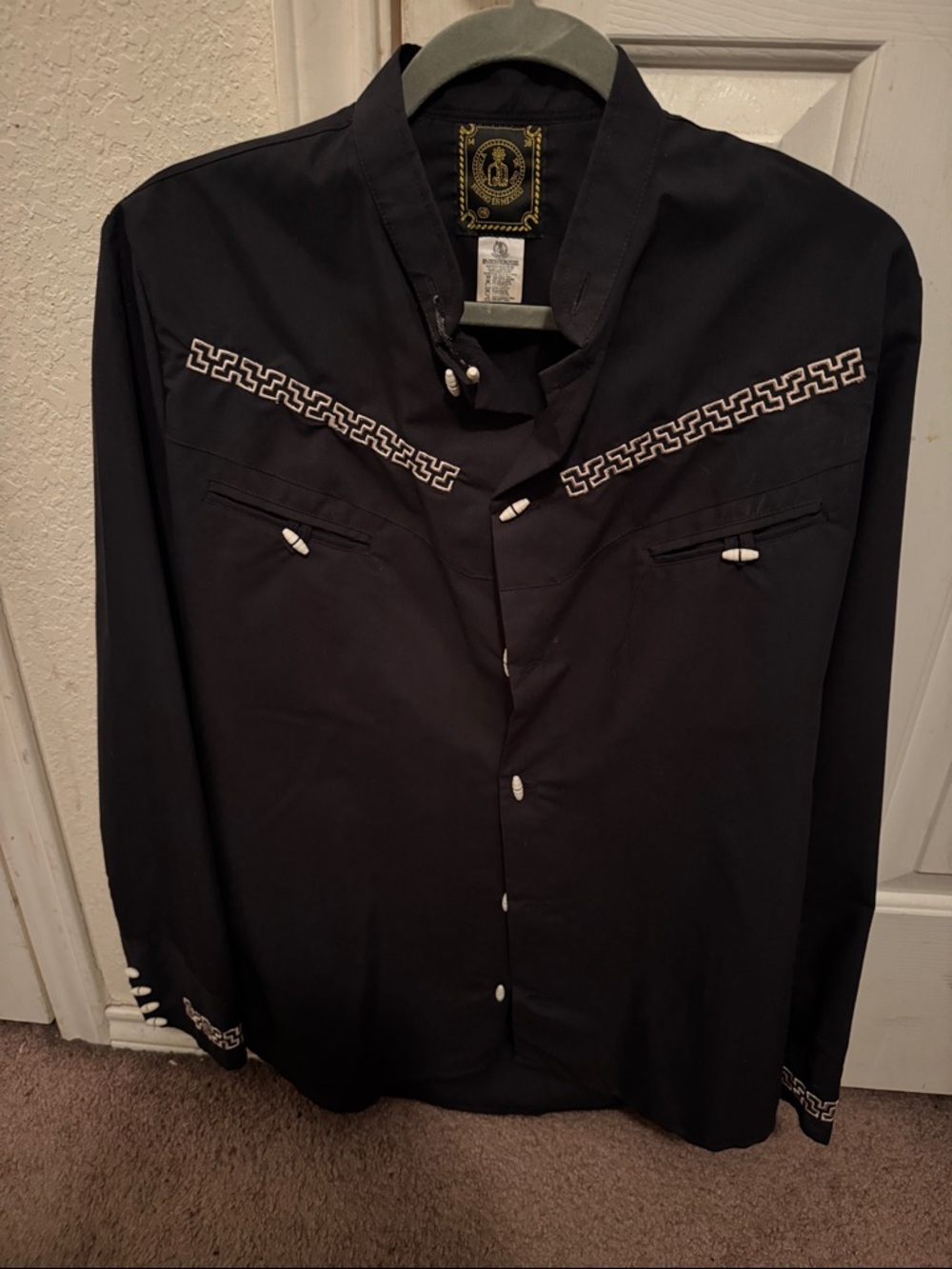 Mens Vintage Espuela de Oro Western Embroidered Charro Shirt Size M
